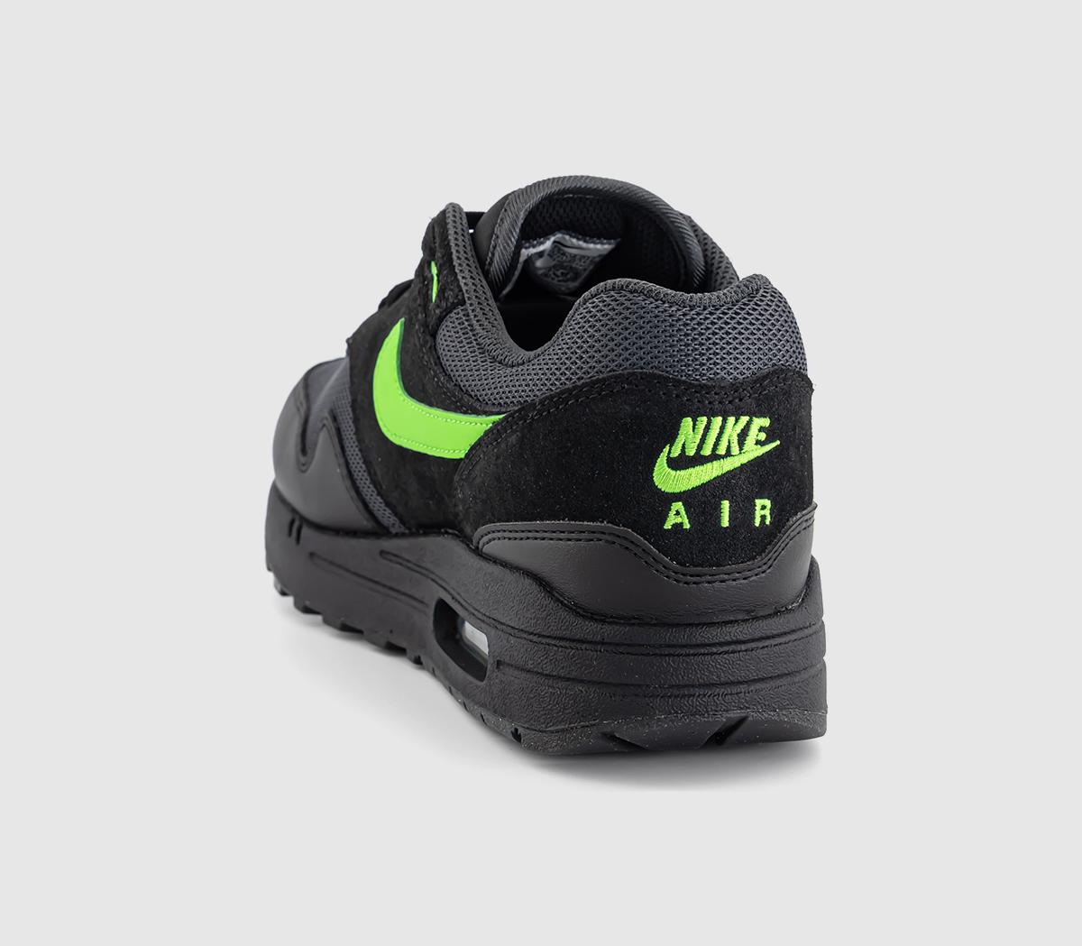 NikeAir Max 1 Trainers Anthracite Green Strike Black
