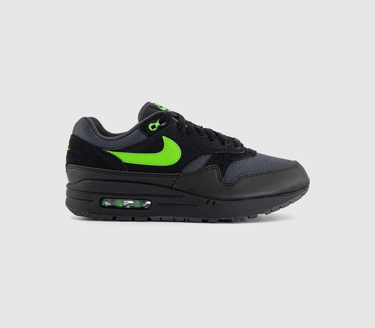 NikeAir Max 1 Trainers Anthracite Green Strike Black