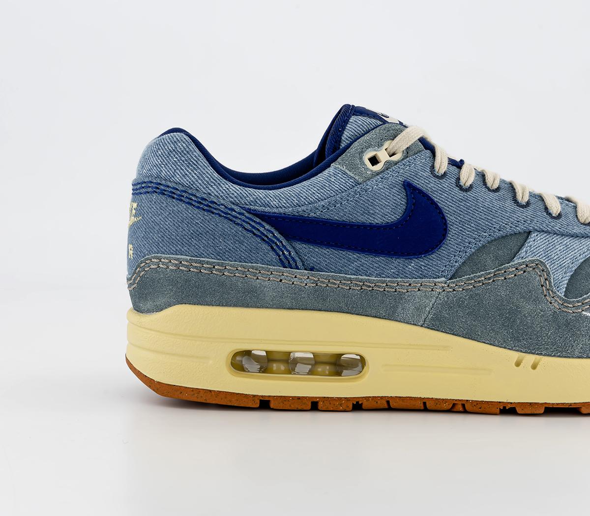 NikeAir Max 1 “Dirty Denim” Mineral Slate Deep Royal Blue Lemon Wash