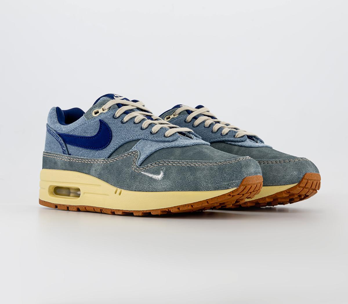 NikeAir Max 1 “Dirty Denim” Mineral Slate Deep Royal Blue Lemon Wash