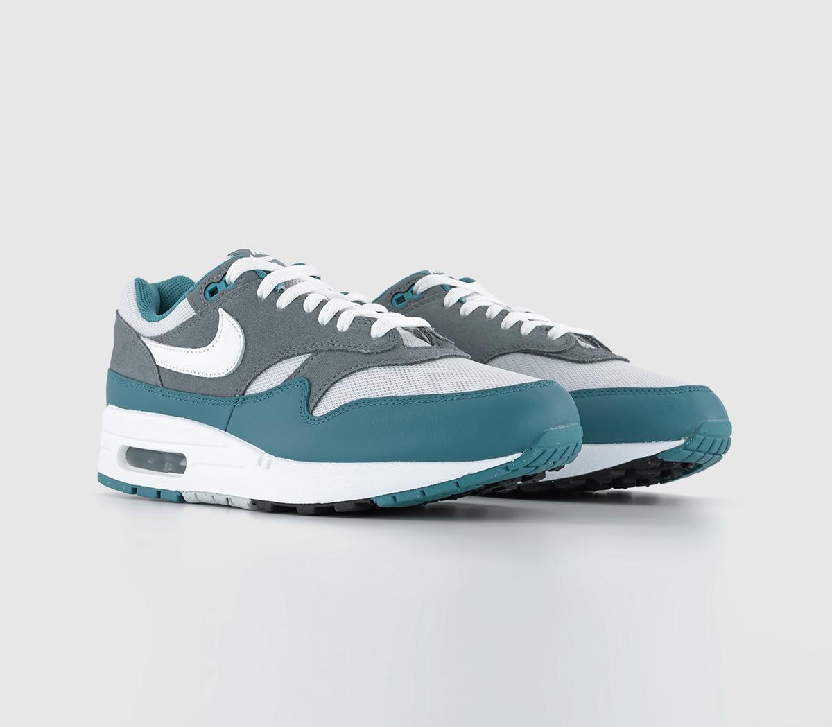NikeAir Max 1 Trainers Photon Dust White Cool Grey Noise Aqua