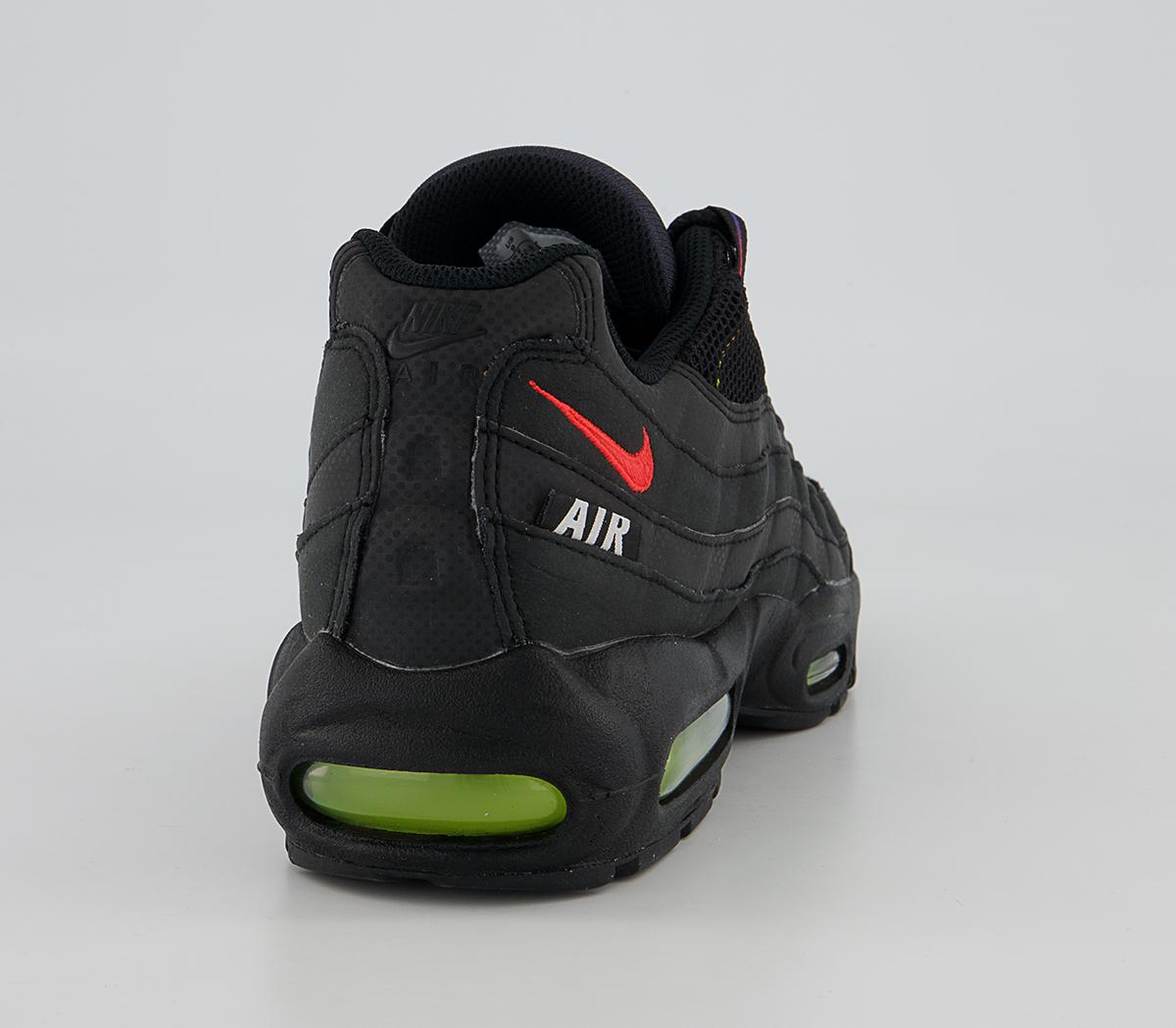 Nike Air Max 95 Trainers Nike Air Max 95 Trainers Black Bright Crimson Volt Blue Crystal