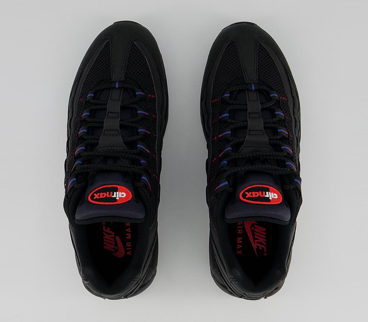 Nike Air Max 95 Trainers Nike Air Max 95 Trainers Black Bright Crimson Volt Blue Crystal