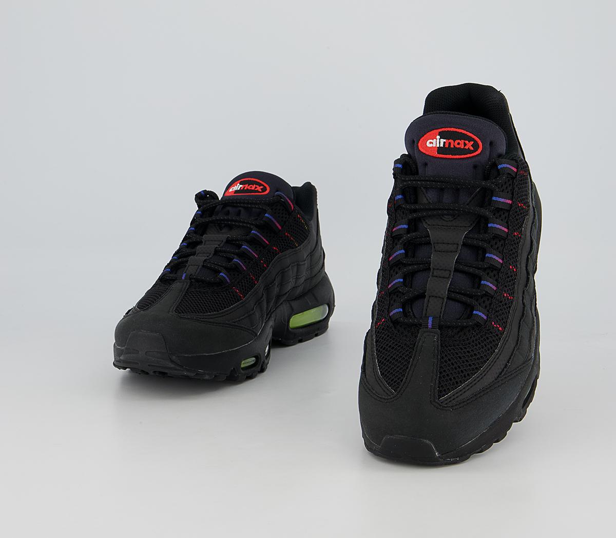 Nike Air Max 95 Trainers Nike Air Max 95 Trainers Black Bright Crimson Volt Blue Crystal