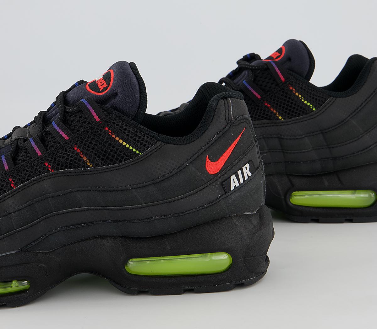 Nike Air Max 95 Trainers Nike Air Max 95 Trainers Black Bright Crimson Volt Blue Crystal