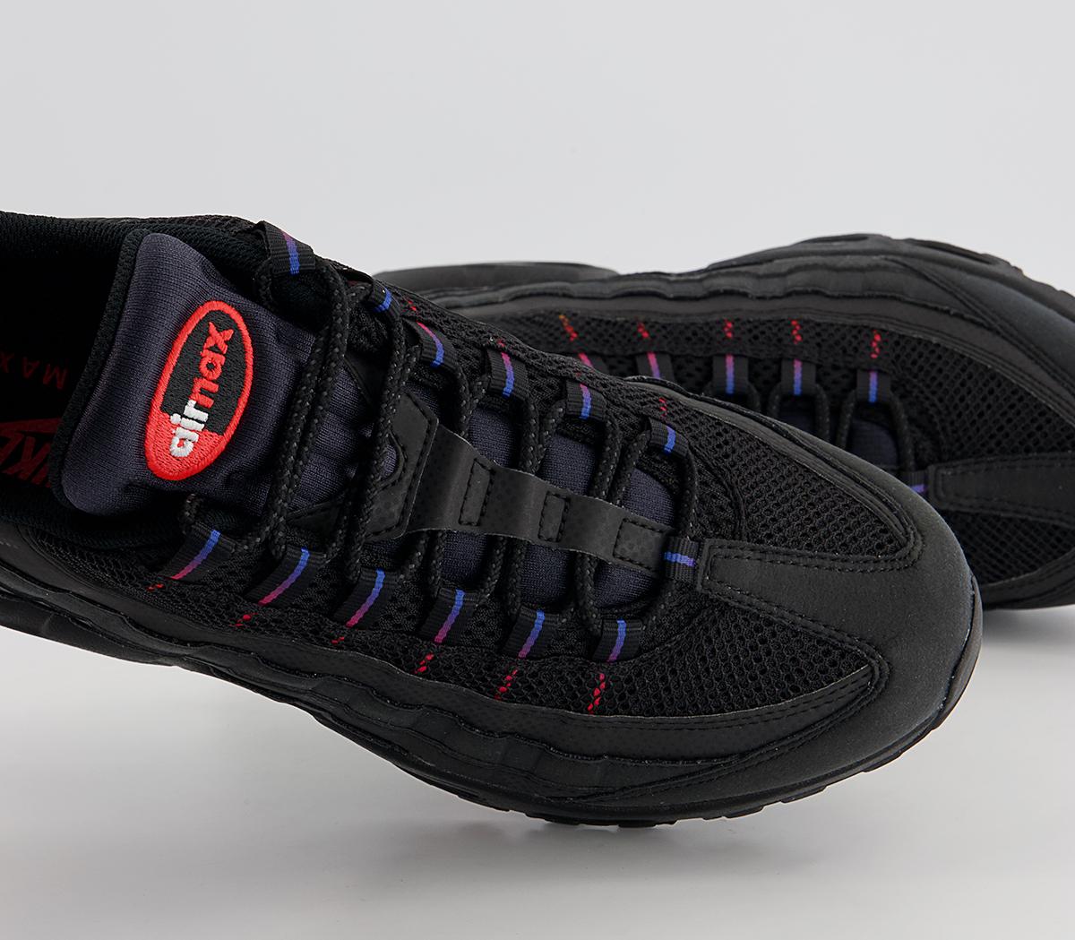 Nike Air Max 95 Trainers Nike Air Max 95 Trainers Black Bright Crimson Volt Blue Crystal