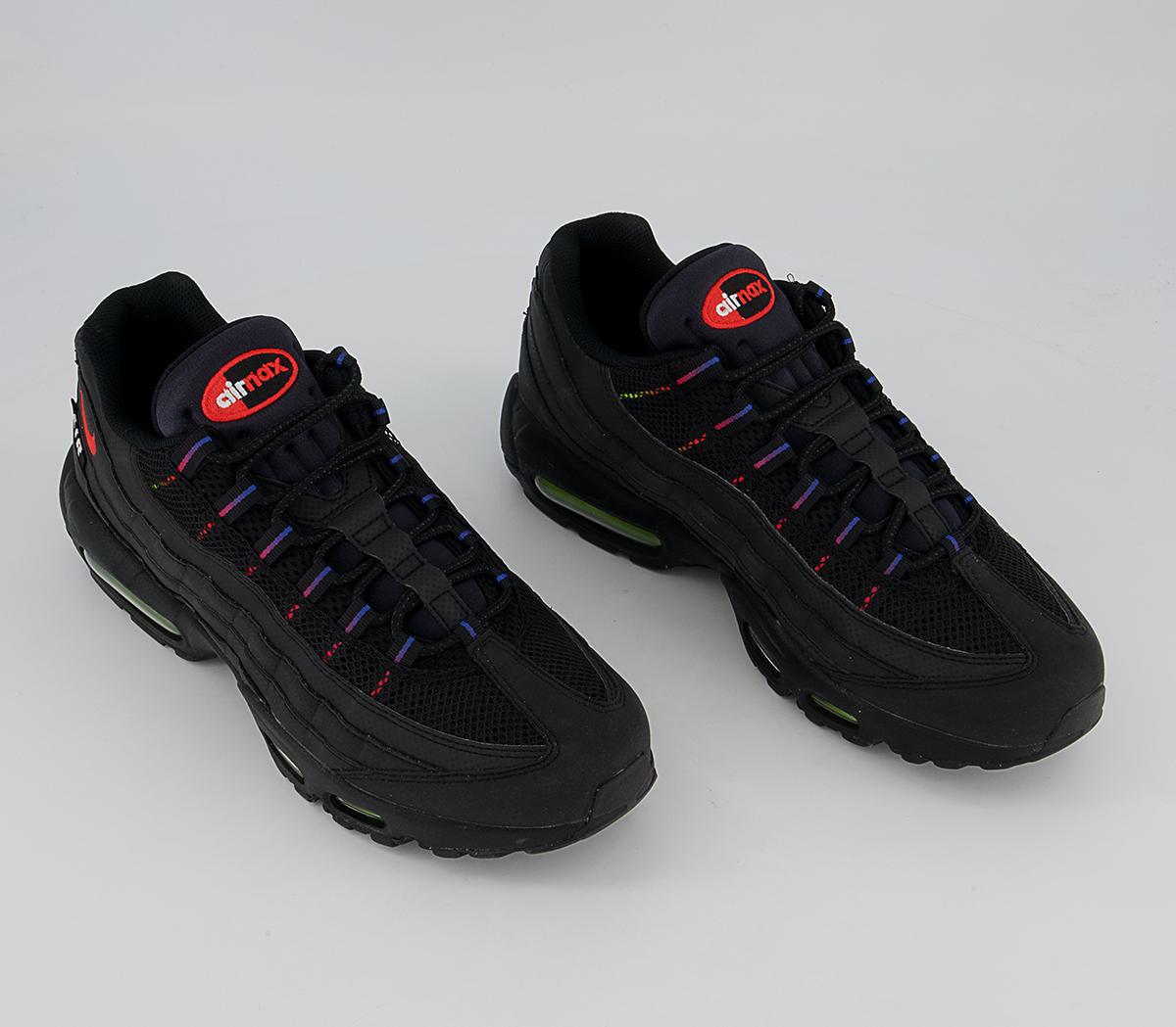 Nike Air Max 95 Trainers Nike Air Max 95 Trainers Black Bright Crimson Volt Blue Crystal