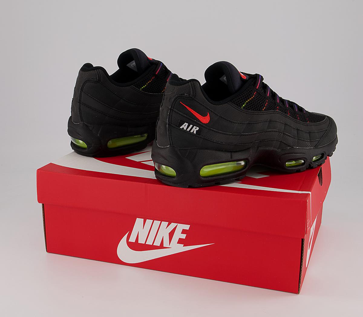 Nike Air Max 95 Trainers Nike Air Max 95 Trainers Black Bright Crimson Volt Blue Crystal