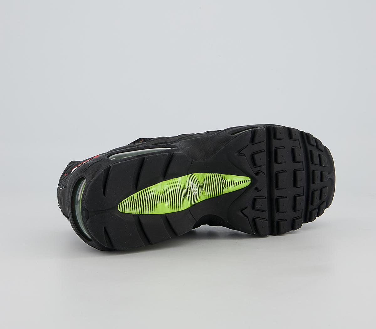 Nike Air Max 95 Trainers Nike Air Max 95 Trainers Black Bright Crimson Volt Blue Crystal