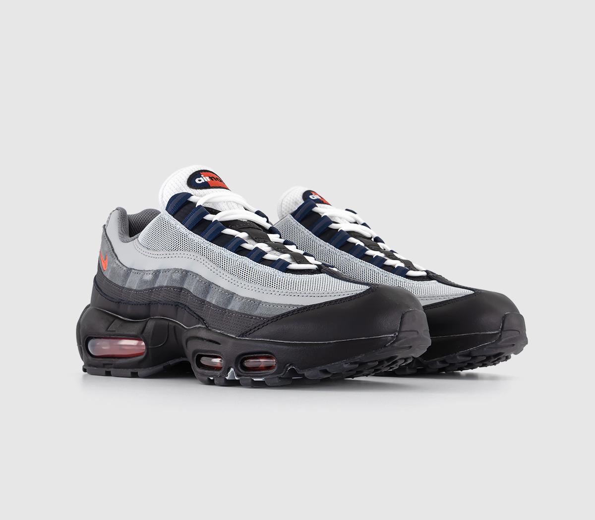 Nike Air Max 95 Trainers Black Track Red Anthracite Smoke Grey, 6