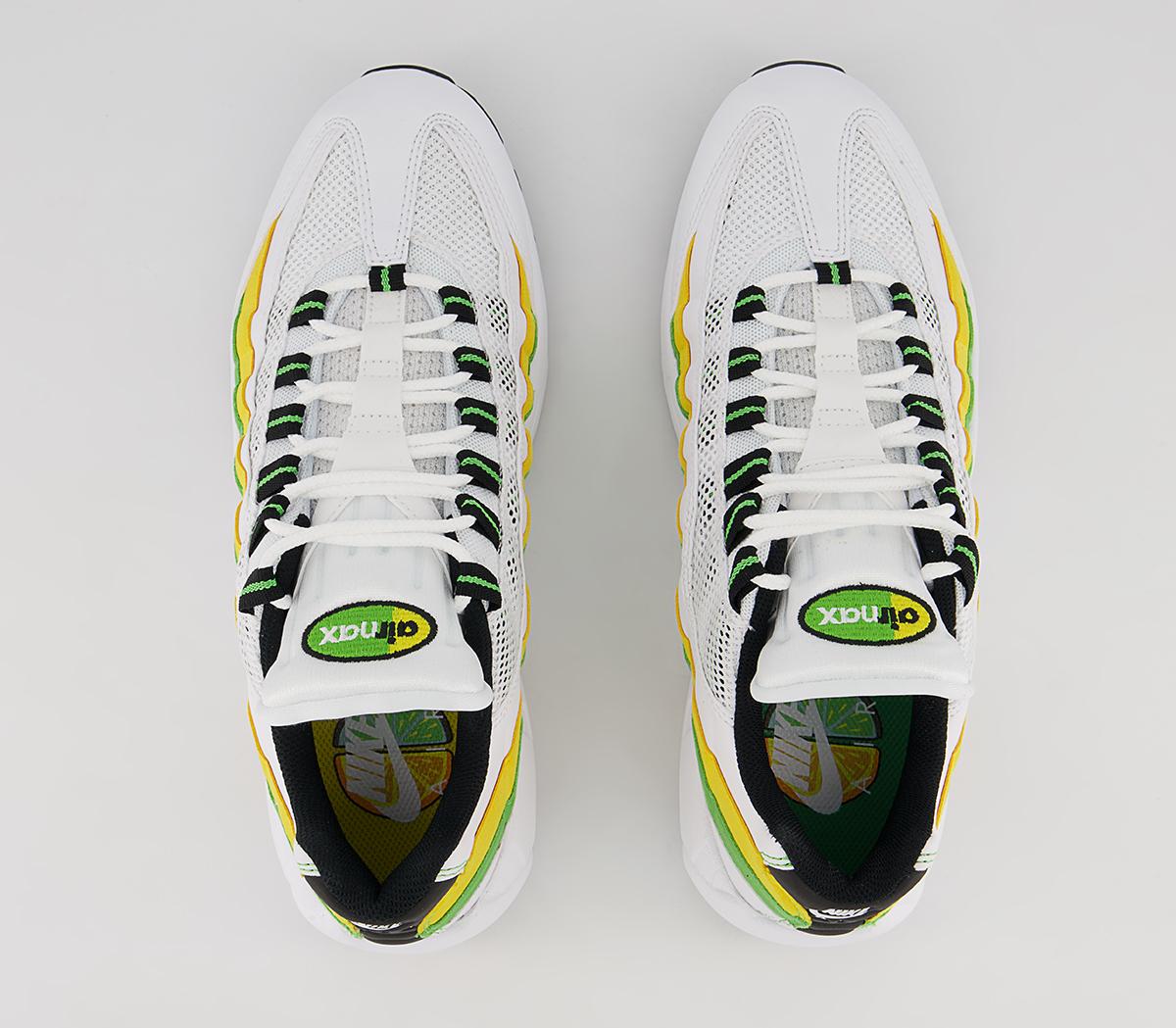 Nike Air Max 95 Trainers Nike Air Max 95 Trainers White Black Green Apple Tour Yellow
