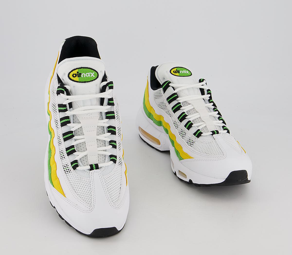Nike Air Max 95 Trainers Nike Air Max 95 Trainers White Black Green Apple Tour Yellow