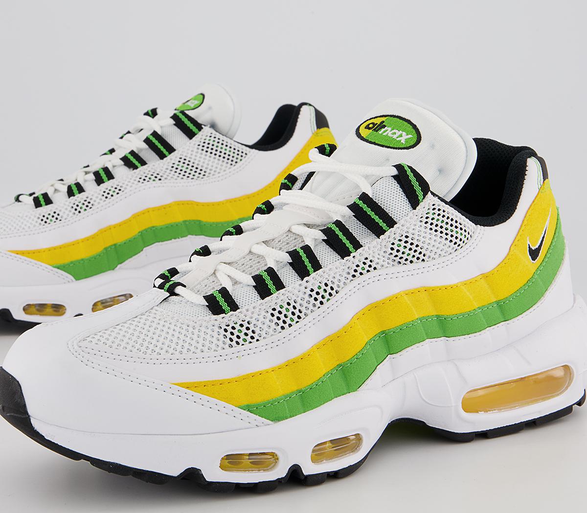 Nike Air Max 95 Trainers Nike Air Max 95 Trainers White Black Green Apple Tour Yellow