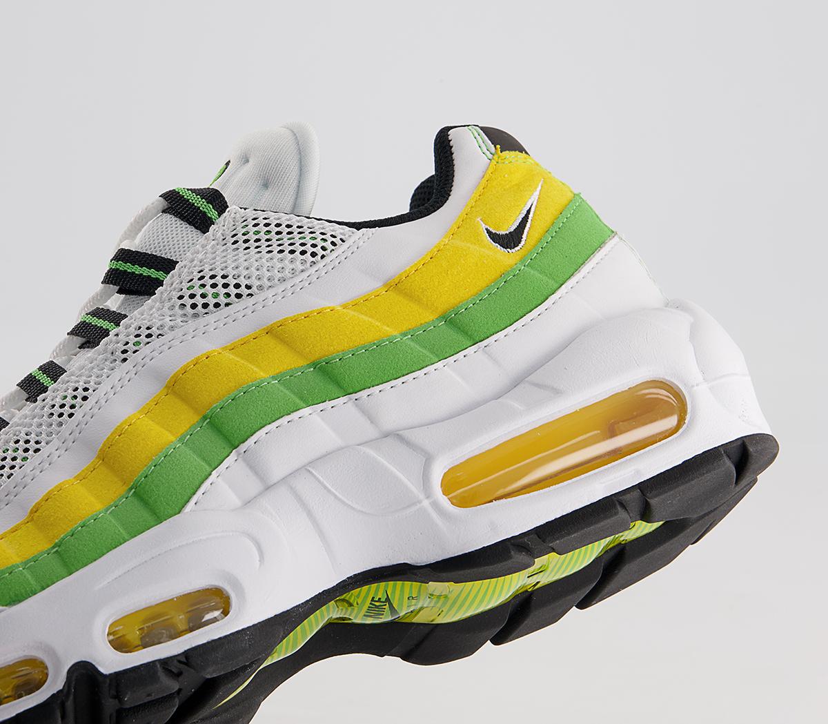 Nike Air Max 95 Trainers Nike Air Max 95 Trainers White Black Green Apple Tour Yellow