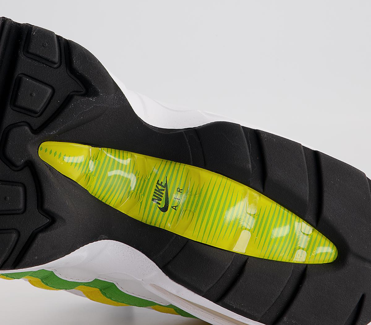 Nike Air Max 95 Trainers Nike Air Max 95 Trainers White Black Green Apple Tour Yellow