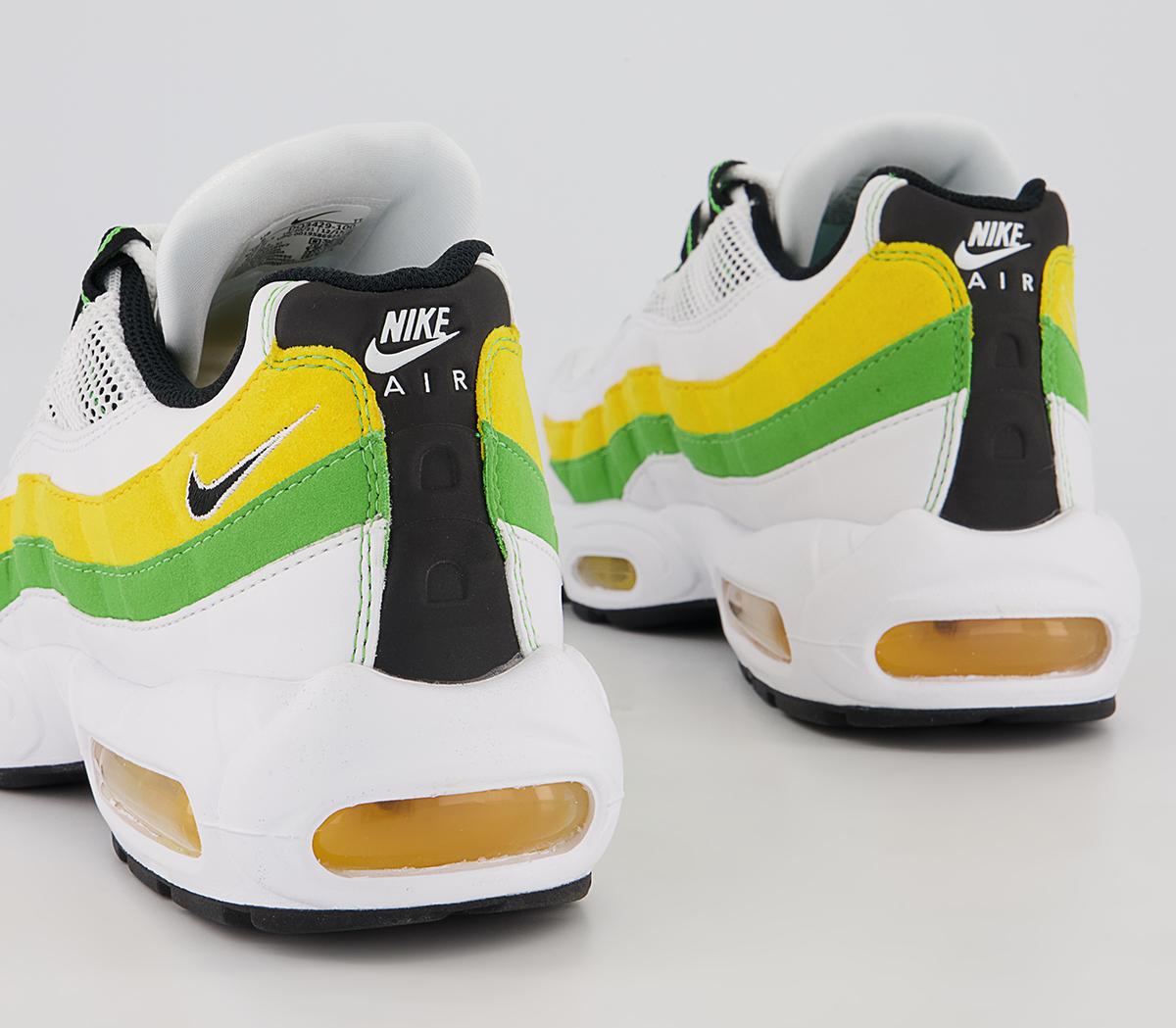 Nike Air Max 95 Trainers Nike Air Max 95 Trainers White Black Green Apple Tour Yellow