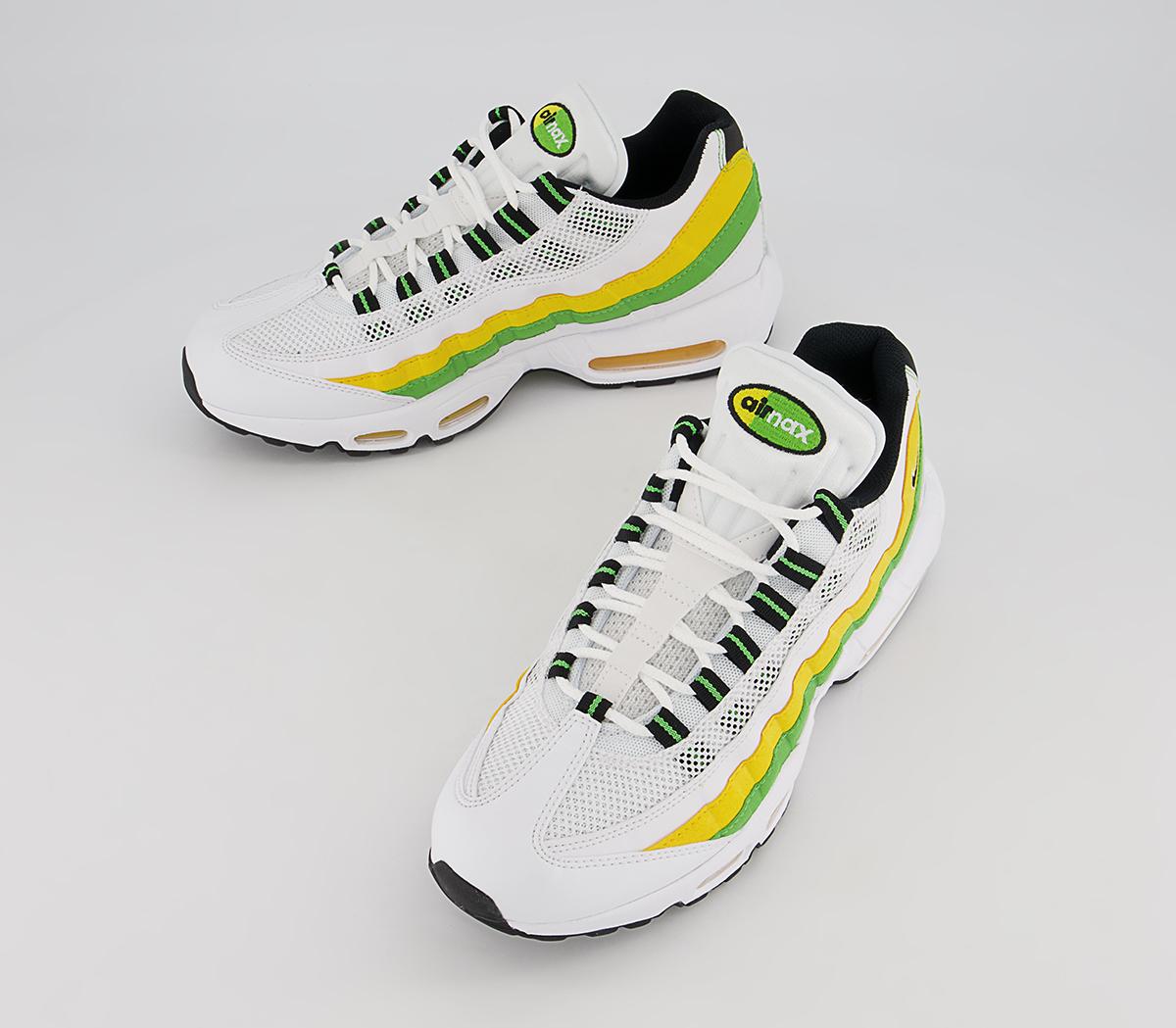 Nike Air Max 95 Trainers Nike Air Max 95 Trainers White Black Green Apple Tour Yellow