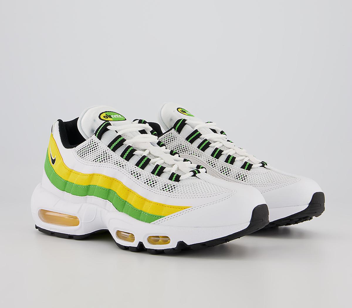 Nike Air Max 95 Trainers Nike Air Max 95 Trainers White Black Green Apple Tour Yellow