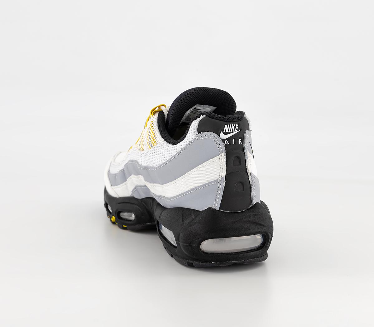 NikeAir Max 95 Trainers White Tour Yellow Black Wolf Grey