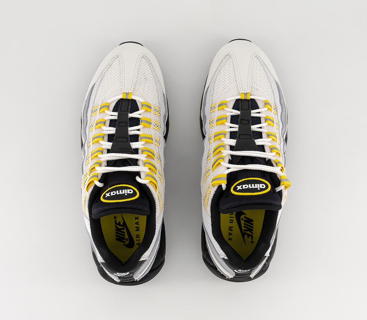 NikeAir Max 95 Trainers White Tour Yellow Black Wolf Grey