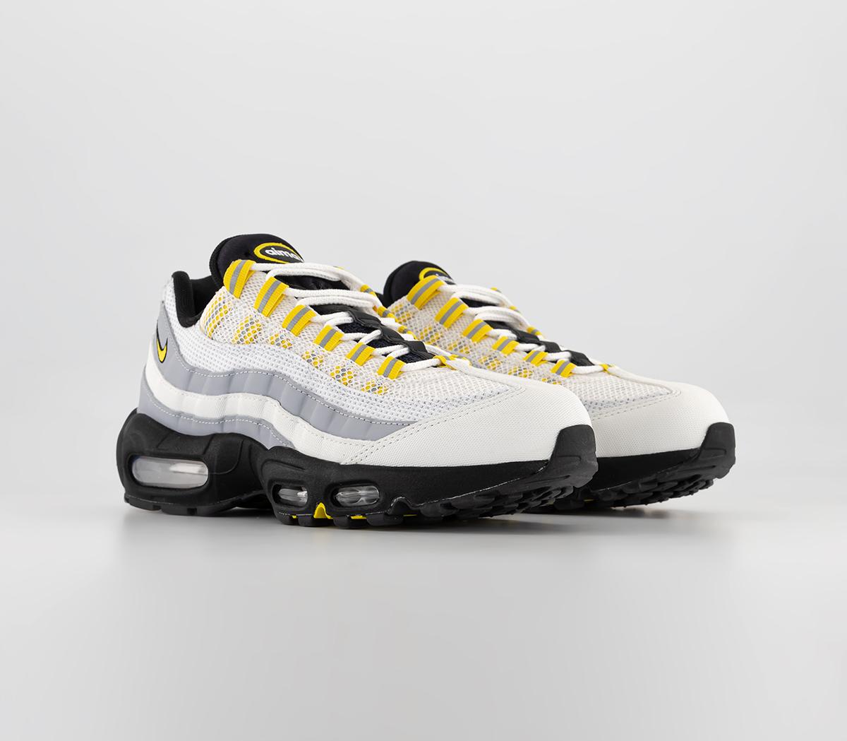 NikeAir Max 95 Trainers White Tour Yellow Black Wolf Grey
