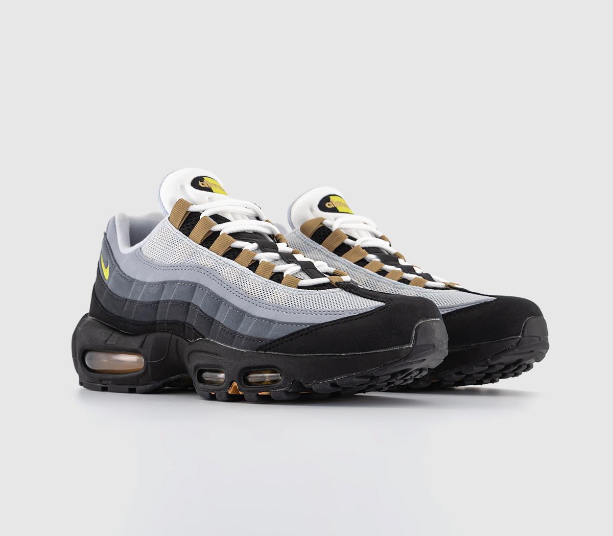 Nike Air Max 95 Trainers White Yellow Strike Wolf Grey Cool Grey - Men ...