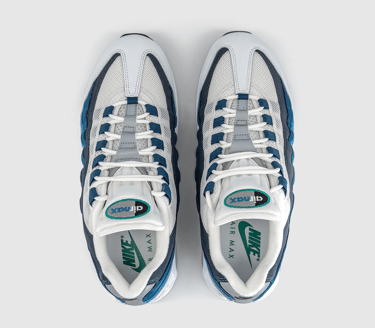 AIRM Nike Air Max 95 Trainers White Emerald Green Lake Blue - Unisex Sports