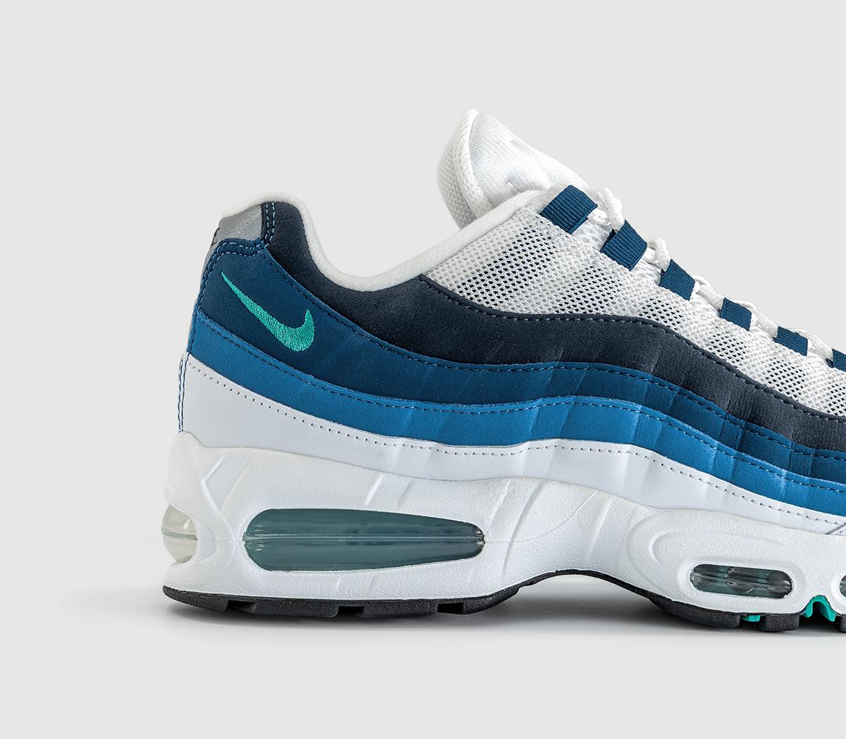 NikeAir Max 95 TrainersWhite Emerald Green Lake Blue