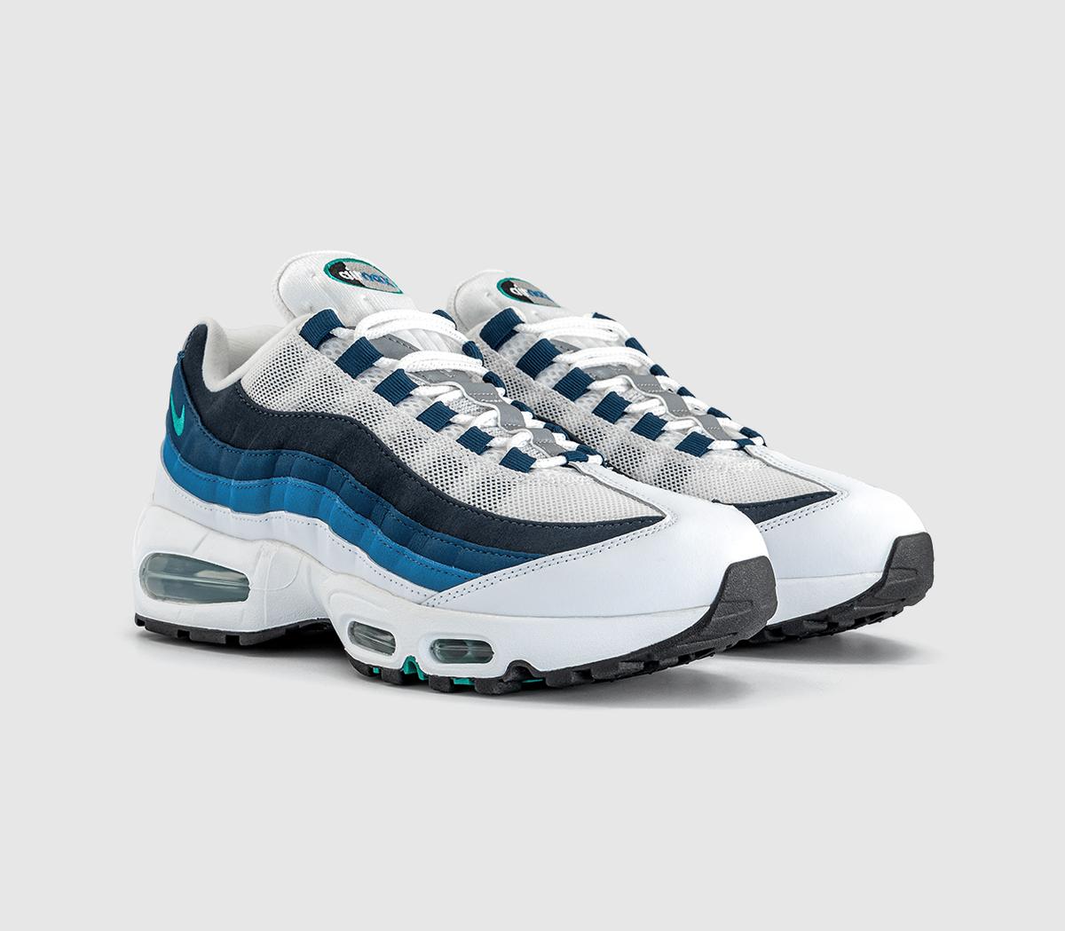 NikeAir Max 95 TrainersWhite Emerald Green Lake Blue