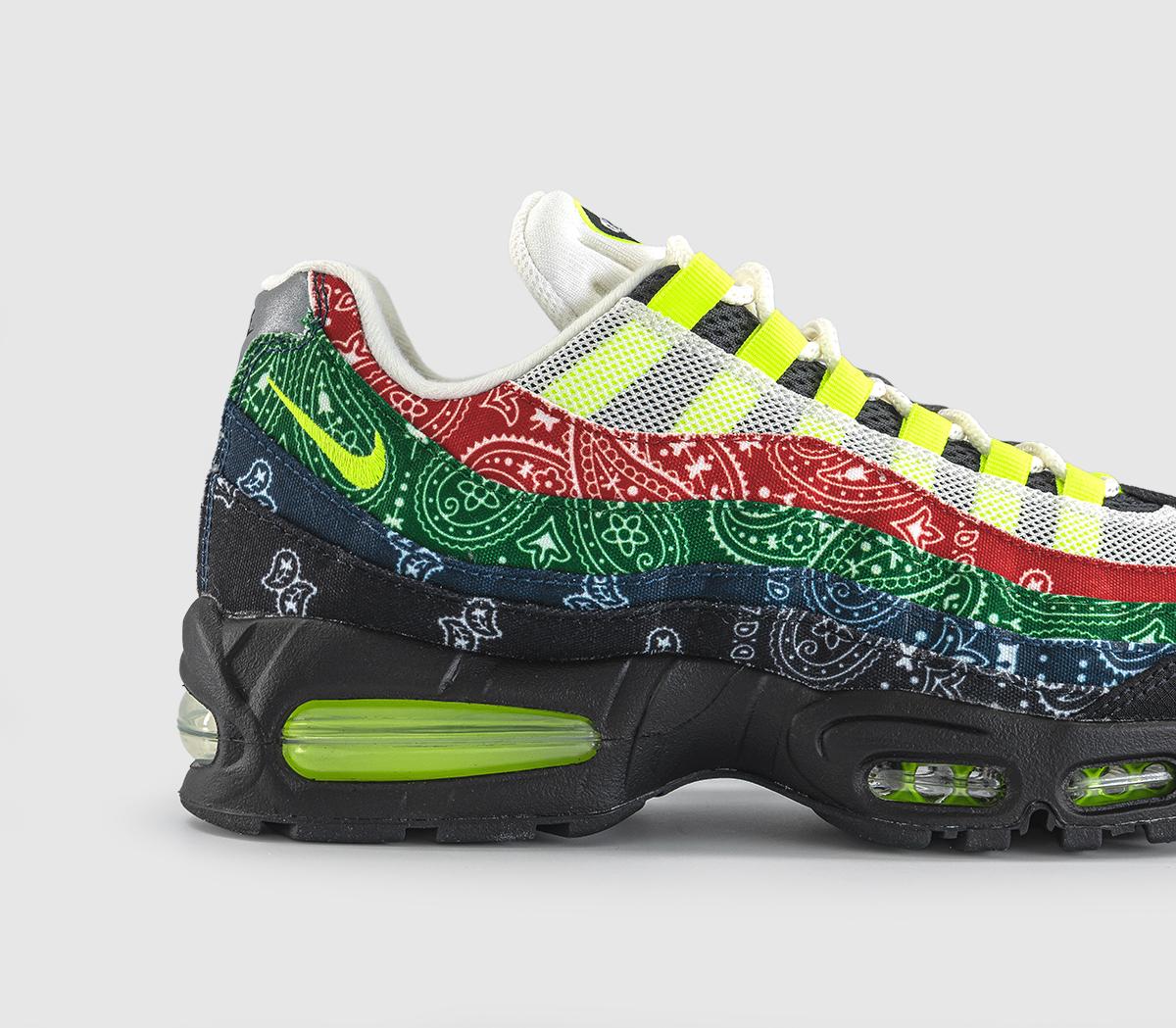 NikeAir Max 95 TrainersSail Volt Univ Red Sport Green Black Midnight Navy