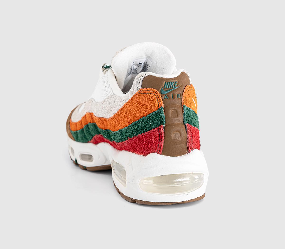 NikeAir Max 95 Sail Metallic Silver Total Orange Sport Green Gym