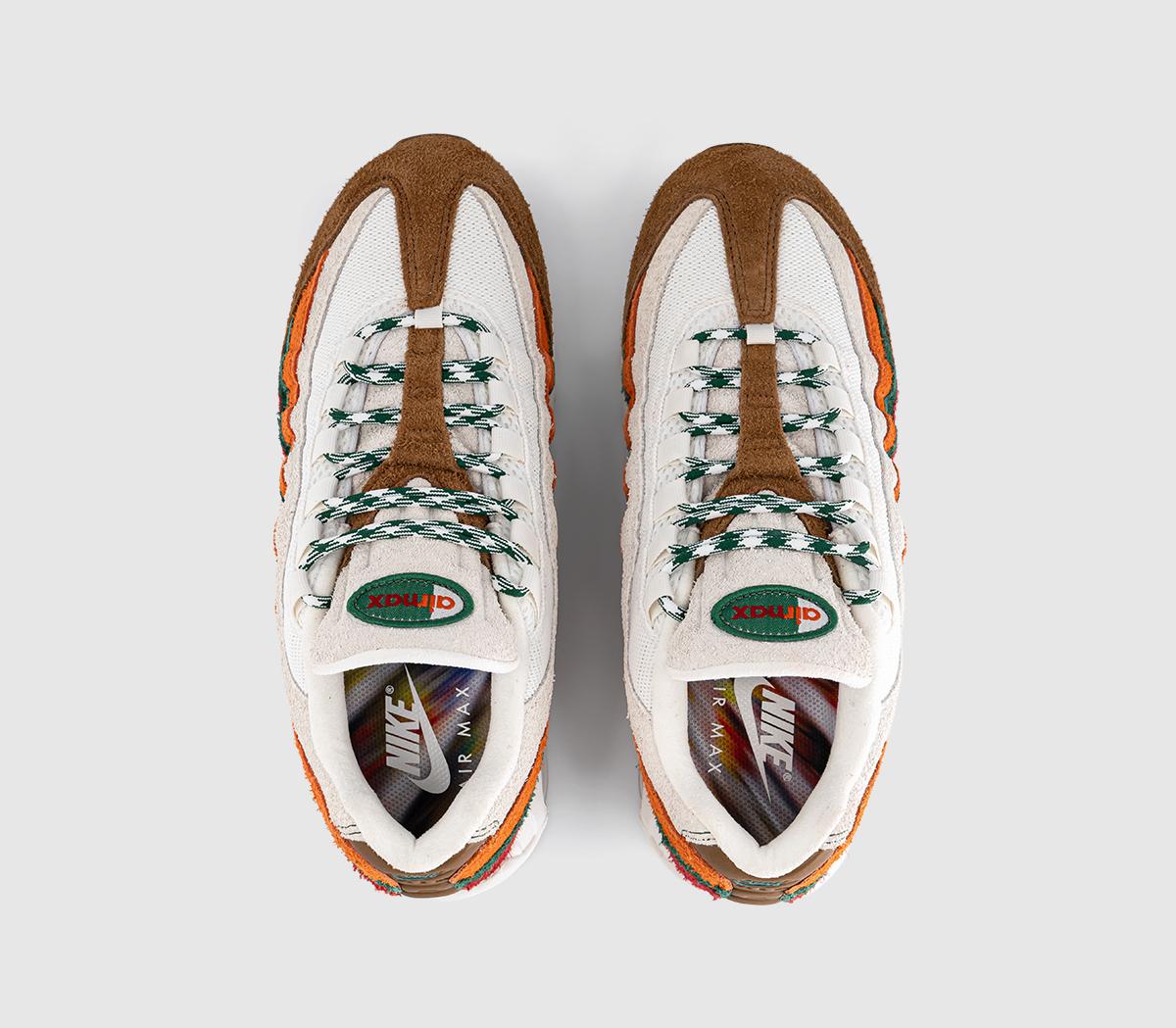 NikeAir Max 95 Sail Metallic Silver Total Orange Sport Green Gym