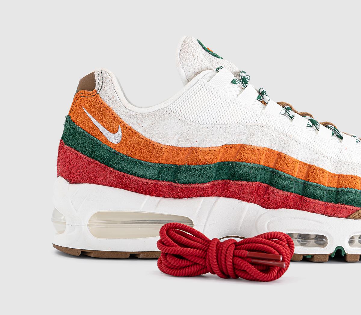 NikeAir Max 95 Sail Metallic Silver Total Orange Sport Green Gym