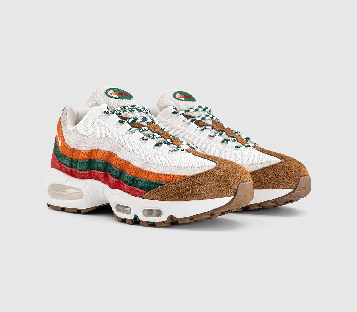 NikeAir Max 95 Sail Metallic Silver Total Orange Sport Green Gym