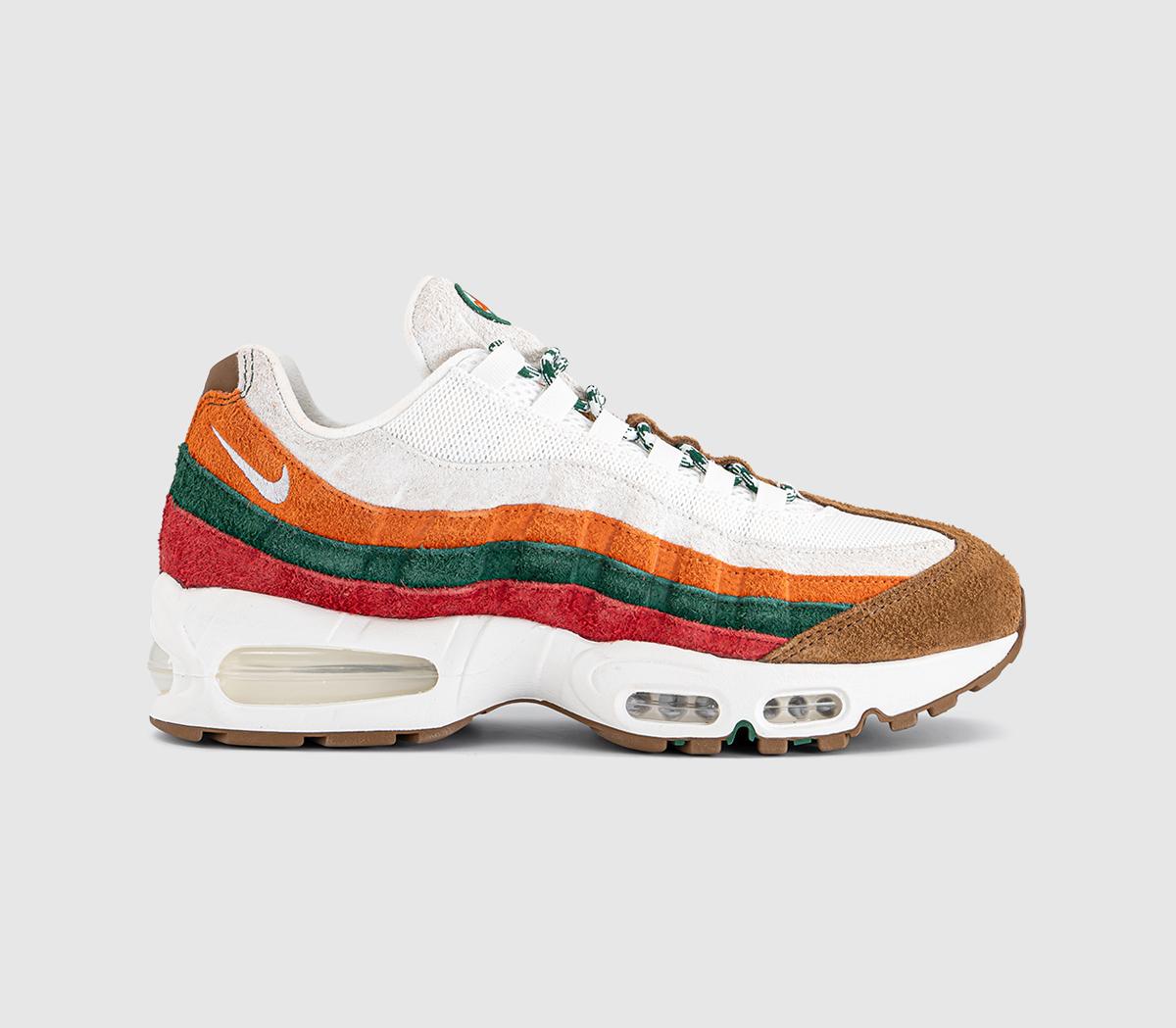 NikeAir Max 95 Sail Metallic Silver Total Orange Sport Green Gym
