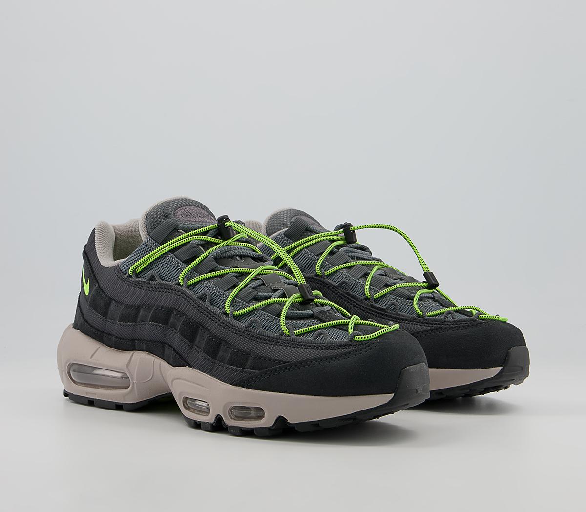 Nike Air Max 95 Trainers Off Noir Volt Iron Grey College Grey - Nike ...