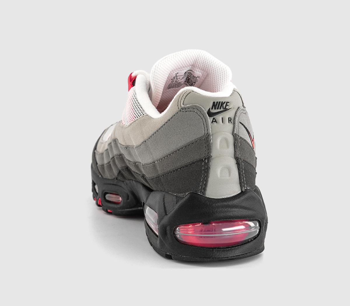 Nike Air Max 95 Trainers Black Solar Red Medium Ash Dark Pewter
