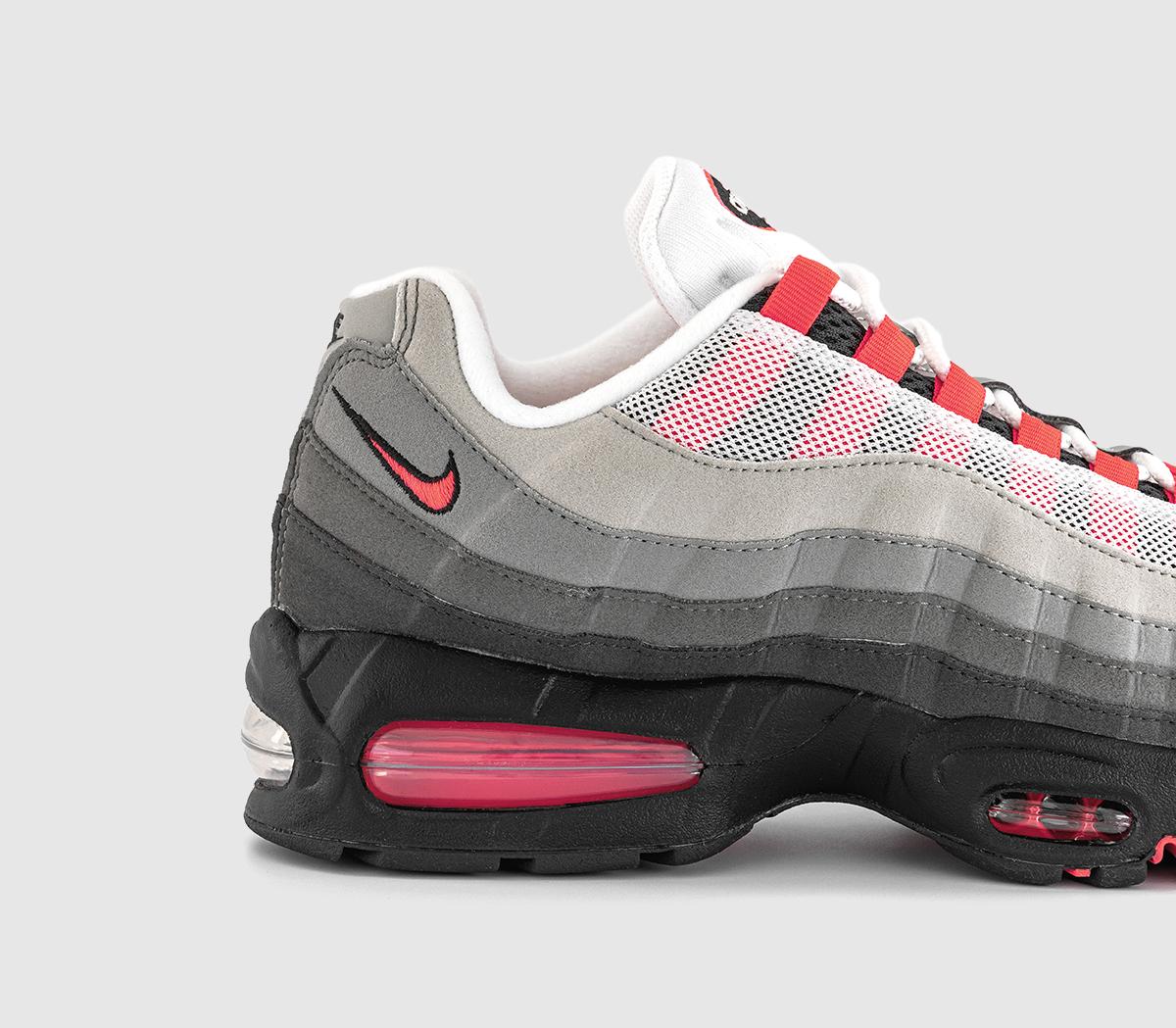 Nike Air Max 95 Trainers Black Solar Red Medium Ash Dark Pewter