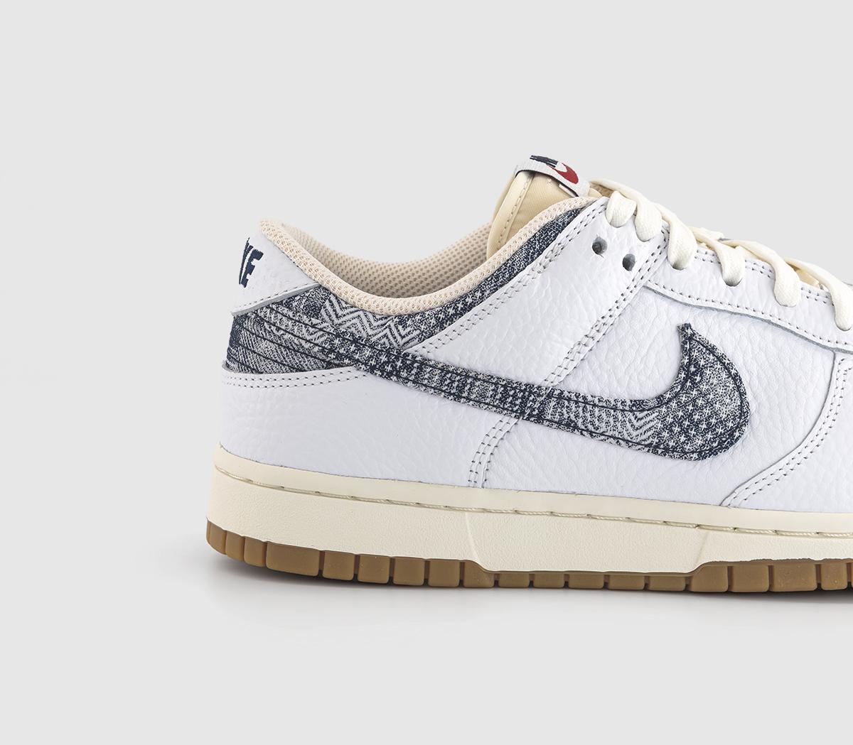 NikeDunk Low TrainersWhite Midnight Navy Gym Red Sail