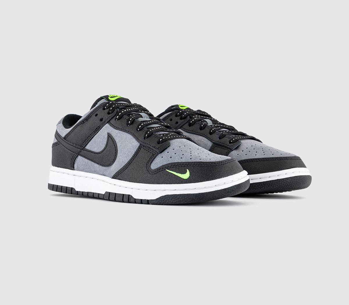 Nike Dunk Low Trainers Cool Grey Black Volt, 6