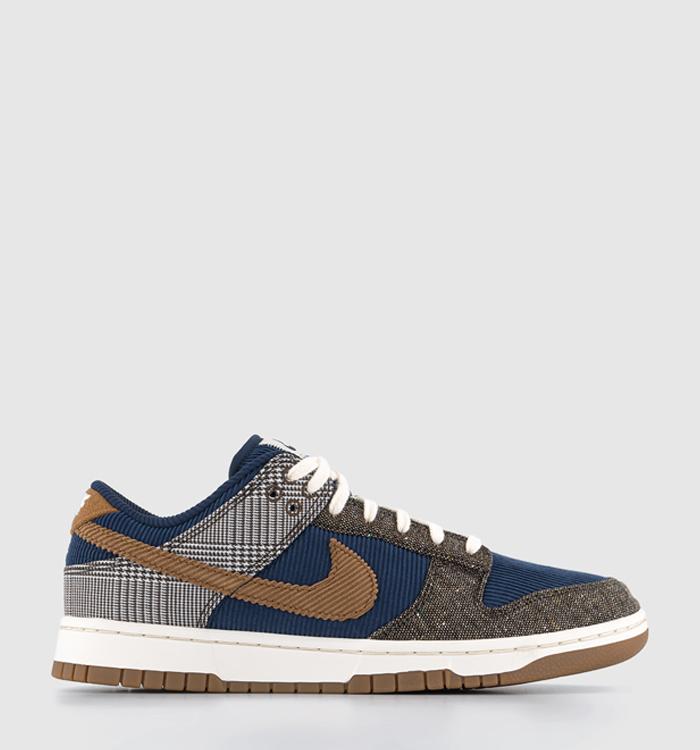 Nike Dunk Low Trainers Midnight Navy Ale Brown Pale Ivory Baroque Brown H