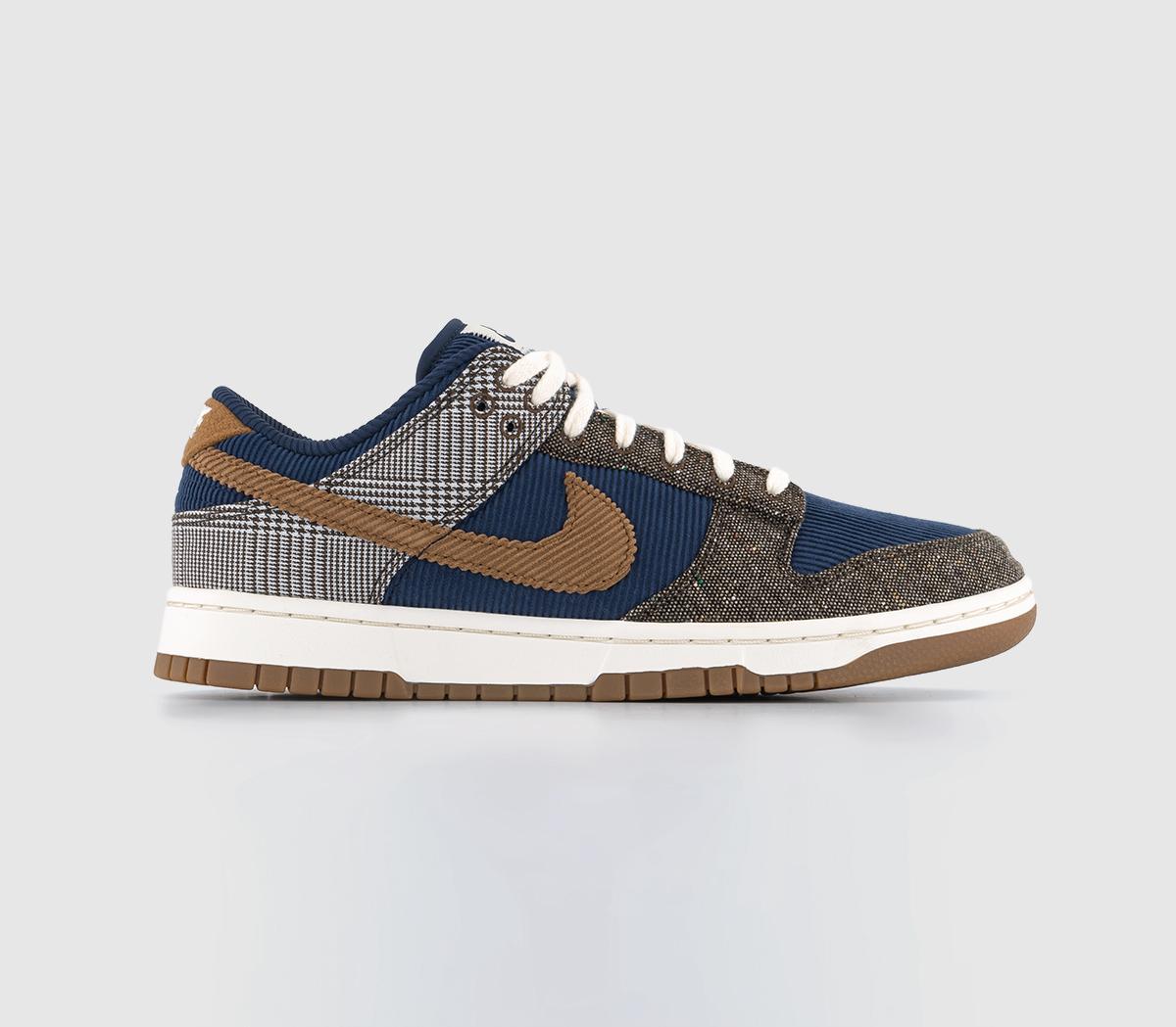Nike Mens Dunk Low Trainers Midnight Navy Ale Brown Pale Ivory Baroque Brown H In Blue, 9