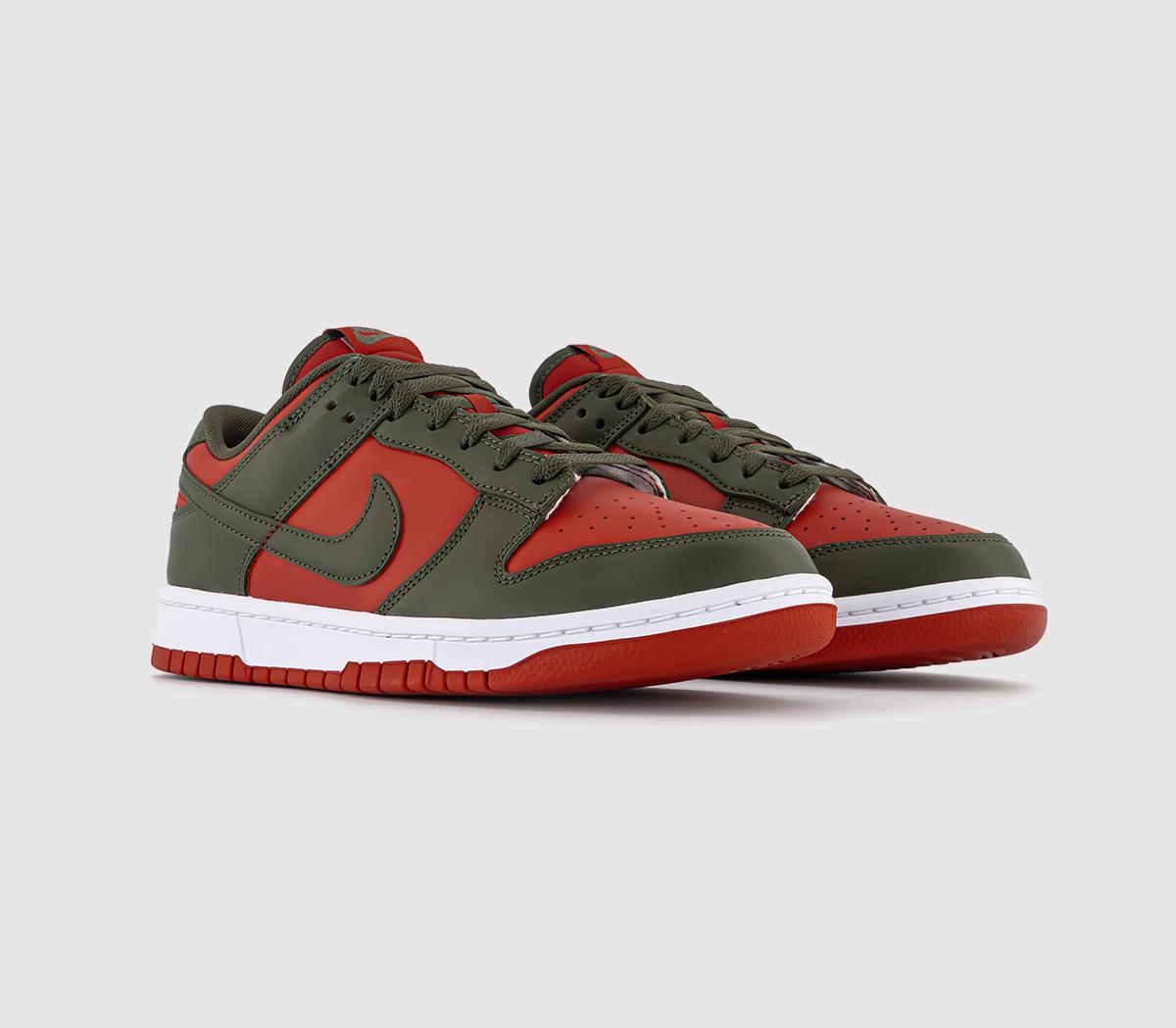 NikeDunk Low Trainers Mystic Red Cargo Khaki Mystic Red White Cargo Kaha