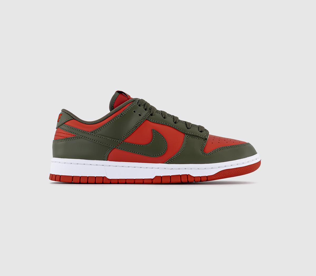 Nike Mens Dunk Low Trainers Mystic Red Cargo Khaki Mystic Red White Cargo Kaha, 10.5