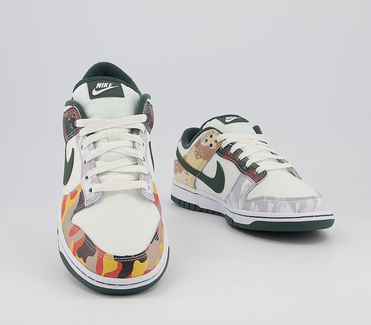 nike dunk low trainers sail vintage green total orange white