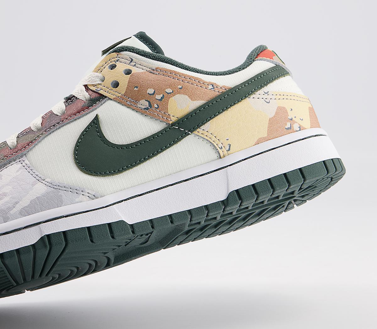 nike dunk low trainers sail vintage green total orange white