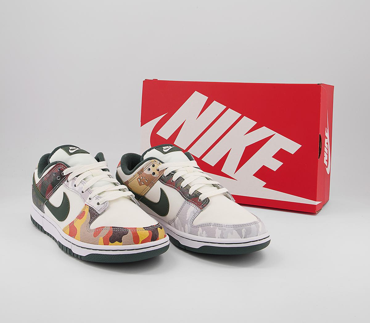 nike dunk low trainers sail vintage green total orange white