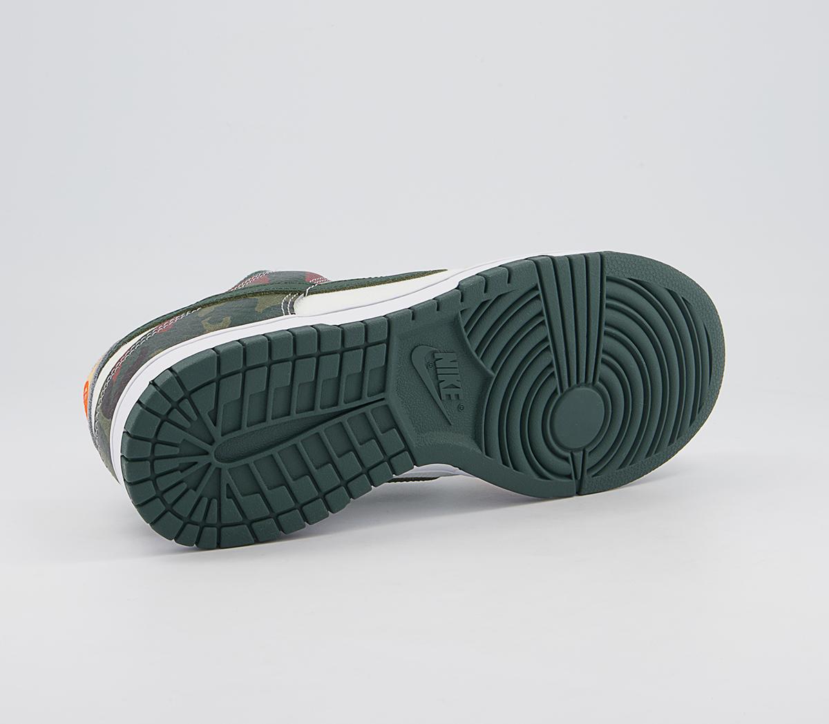 nike dunk low trainers sail vintage green total orange white