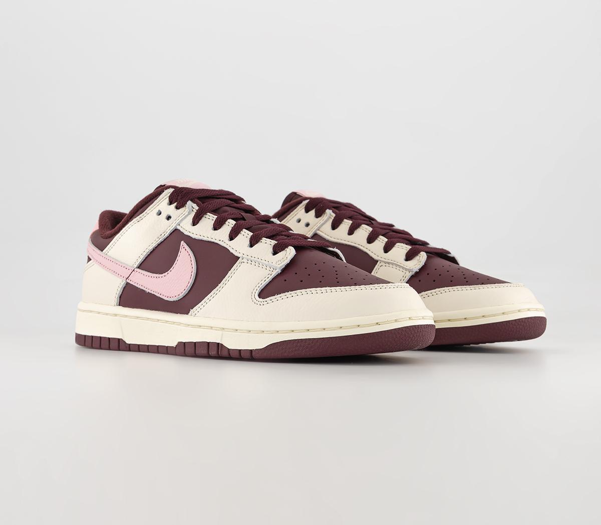NikeDunk Low Trainers Pale Ivory Medium Soft Pink Night Maroon