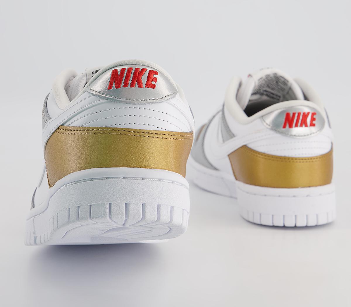 Nike Dunk Low Trainers Nike Dunk Low Trainers Gold White Silver University Red